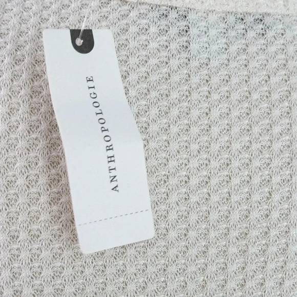 NWT Anthropologie Eri + Ali Waffle Knit Ruffled Peplum Long Sleeve Blouse M Boho - Picture 6 of 10